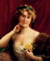 An Elegant Lady With A Yellow Rose girl Emile Vernon